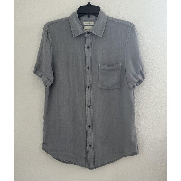 Thom Aaron Shirt Mens S Gray Linen S/S ButtonUp Lightweight Casual  Beach Resort - Picture 1 of 9